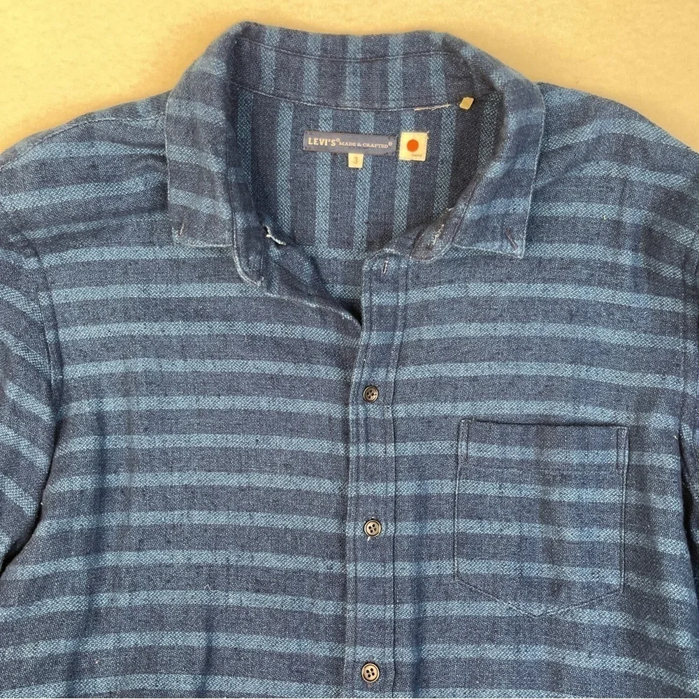 Levi's Made and Crafted Indigo Striped Button Down Shirt Large
